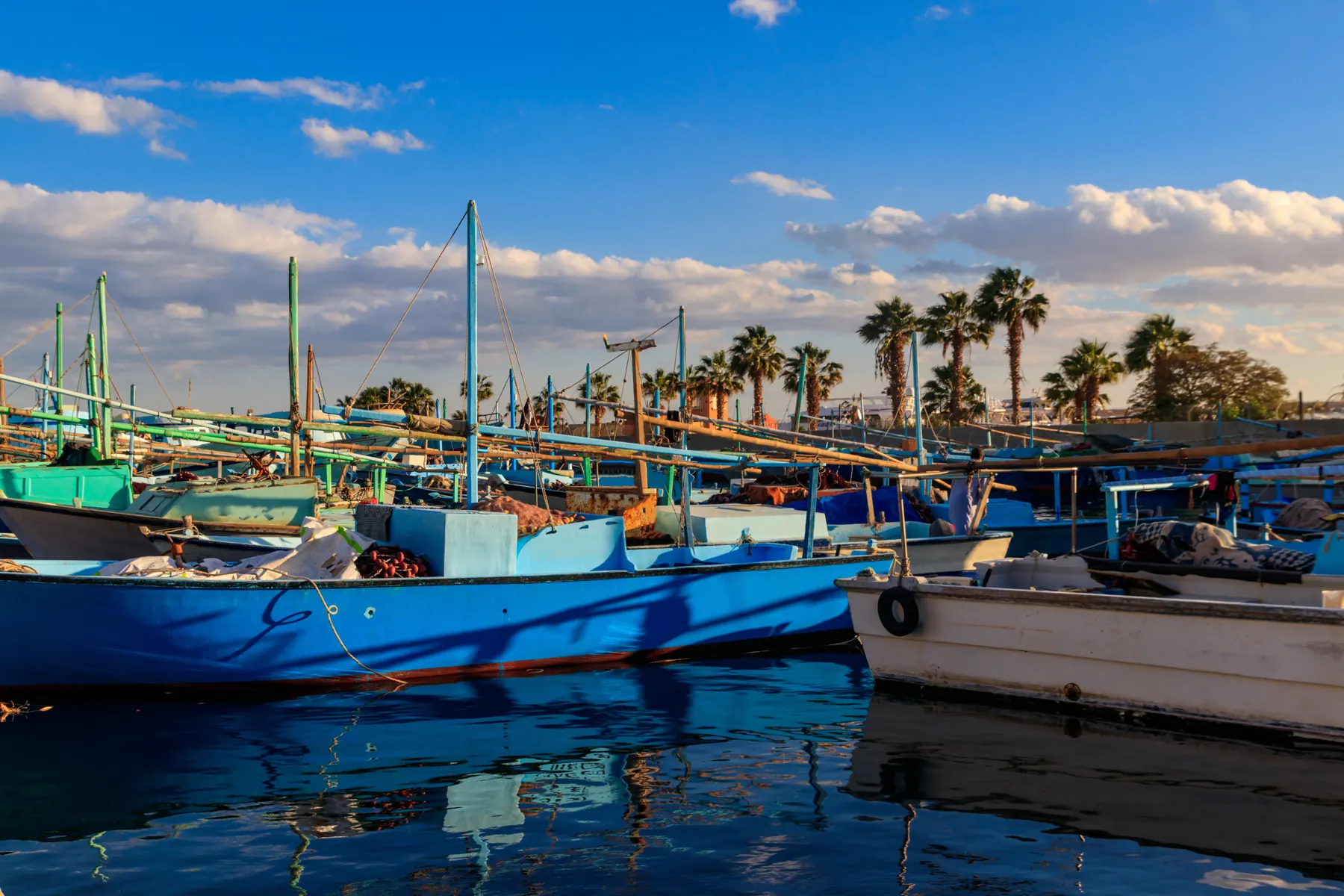 Waterfront promenade and moored boats at Hurghada Marina