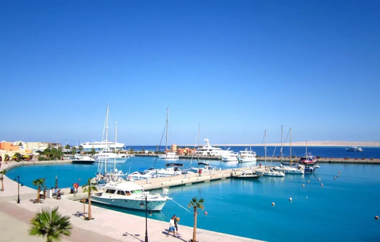 Hurghada marina and the Red Sea